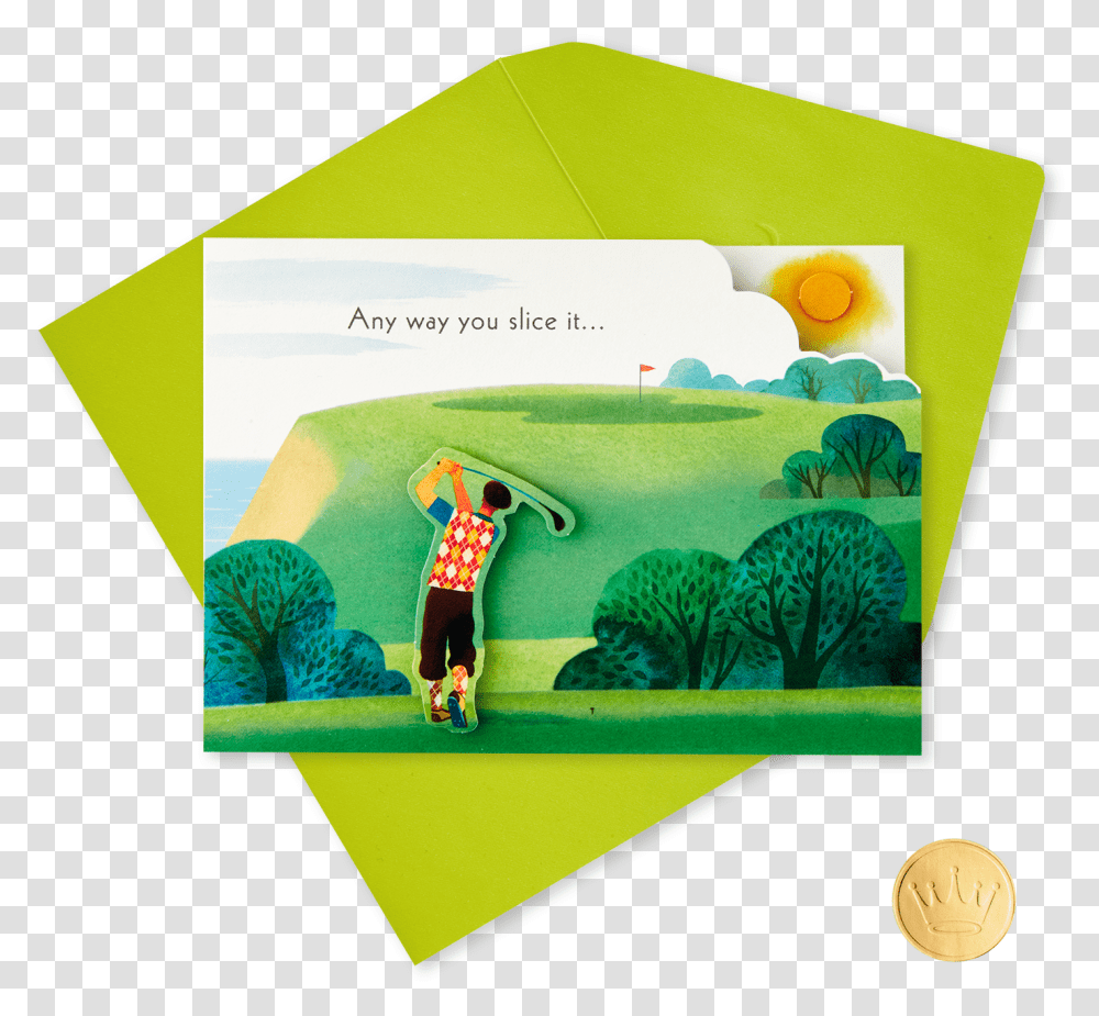 Hole In One Golfer Mini Pop Up Birthday Card Illustration, Plant, Envelope, Person, Human Transparent Png