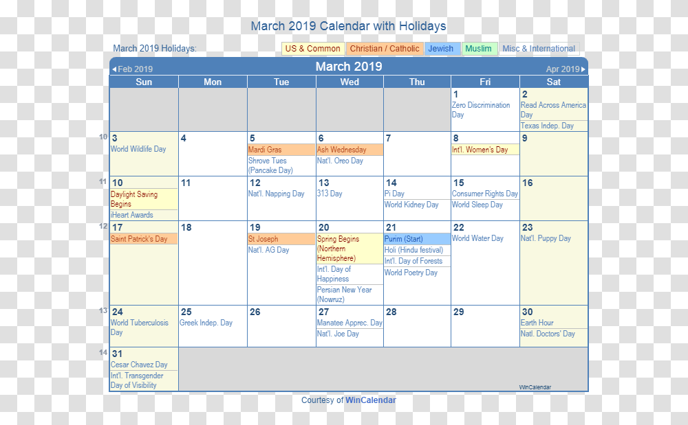 Holiday Calendar March 2019, Menu, Monitor, Screen Transparent Png