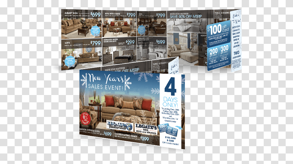 Holiday Direct Mail Marketing Extended Gatefold Mailer Flyer, Advertisement, Poster, Paper, Couch Transparent Png