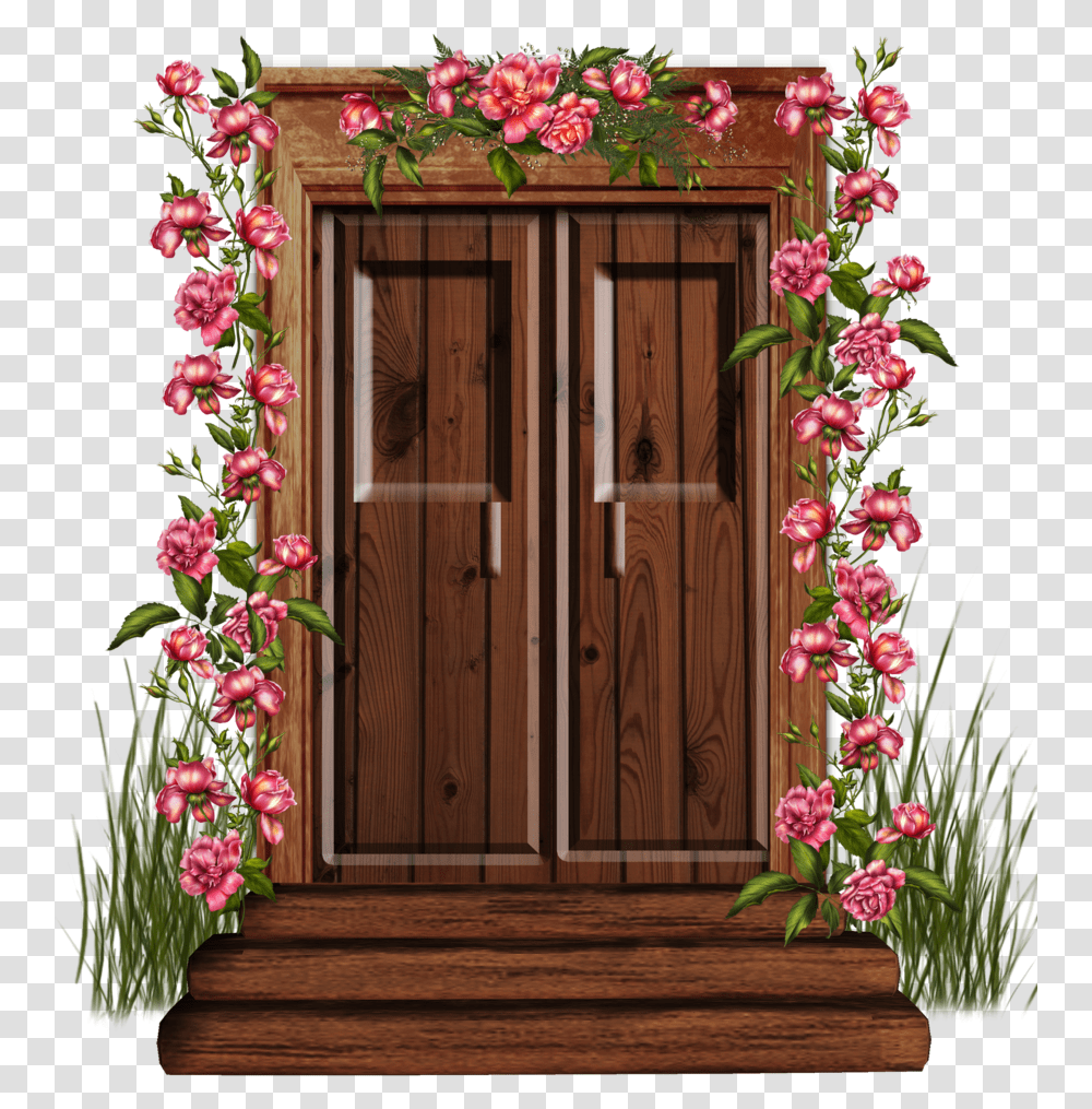 Holiday Door Clipart Wooden Door Clipart, Plant, Flower, Flower Arrangement, Flower Bouquet Transparent Png