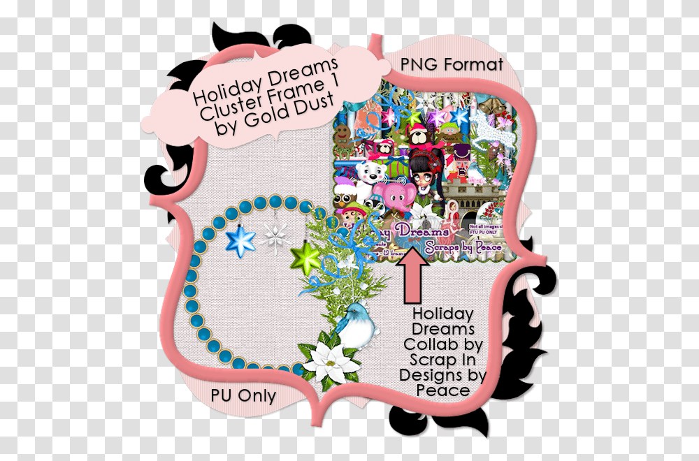 Holiday Dreams Ftu Cluster Frame Frenzy Holiday Picture Frame Format, Birthday Cake, Food, Pattern Transparent Png