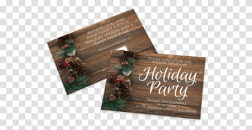 Holiday Party Invitation Card Template Preview Christmas Card, Paper, Business Card, Wood Transparent Png