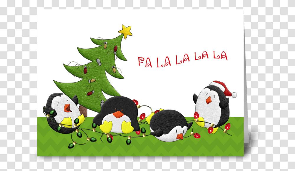 Holiday Penguin Fun Greeting Card Cartoon, Tree, Plant, Ornament, Toy Transparent Png