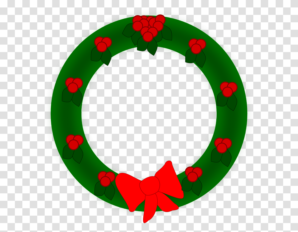 Holiday Round Garland Decorated With Pine Branch Snow Flakes, Horseshoe, Life Buoy, Tape, Wreath Transparent Png