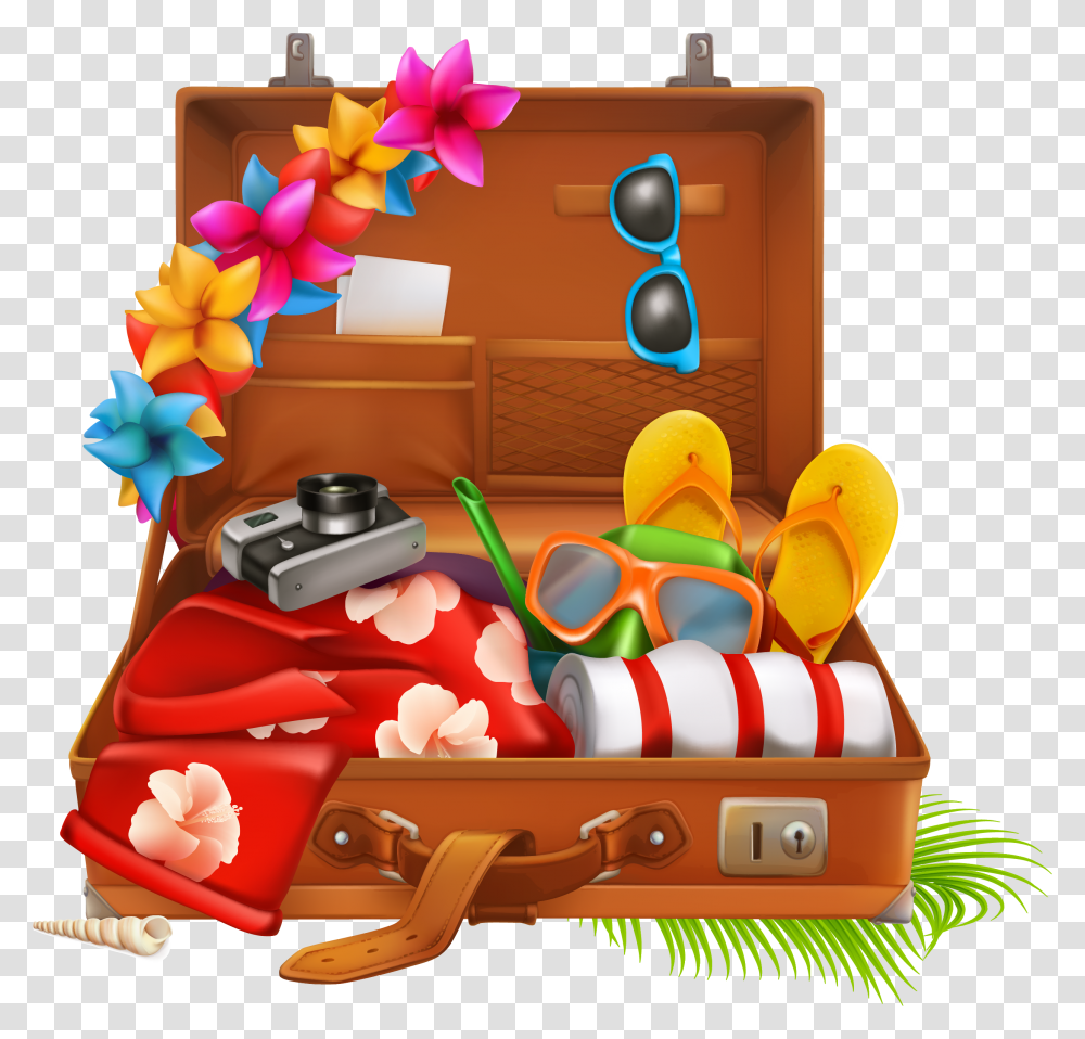 Holiday Suitcase Illustrations, Birthday Cake, Dessert, Food, Treasure Transparent Png