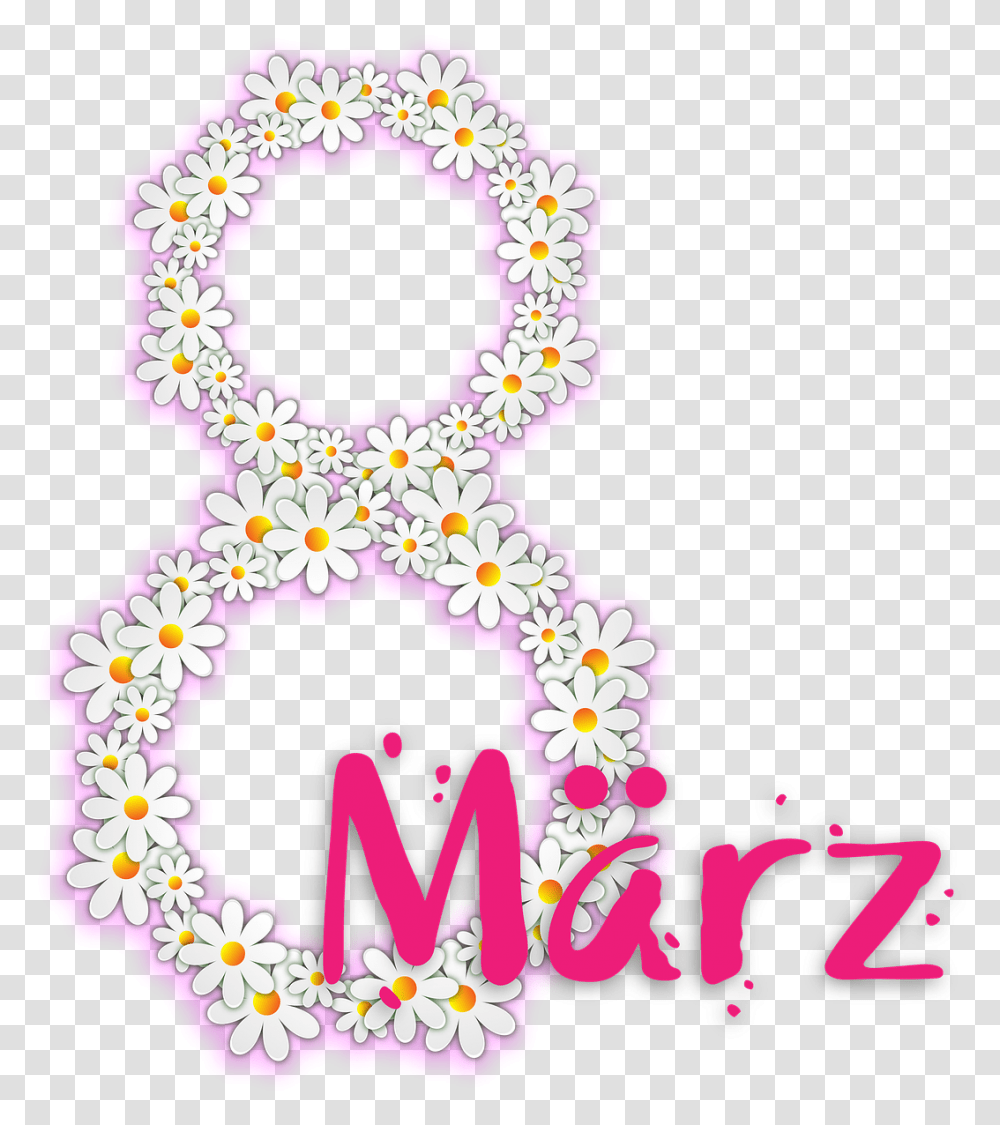 Holiday Women's Day March 8 Germany Flowers Daisy Frame, Alphabet, Number Transparent Png