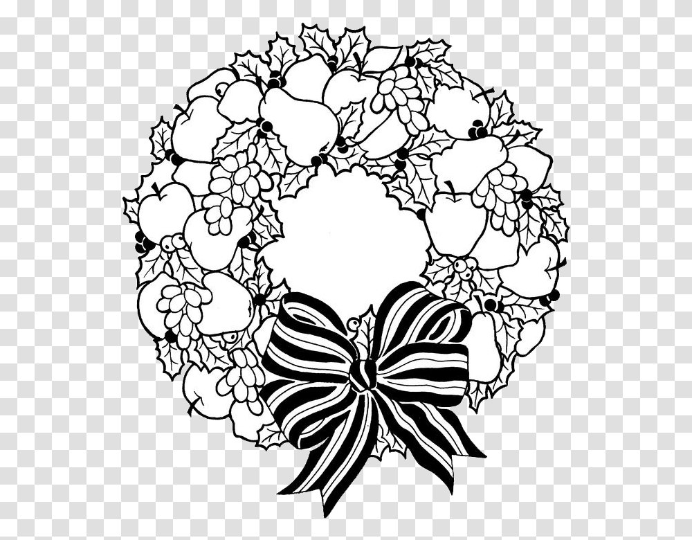 Holiday Wreath Clipart Christmas Wreath Coloring Pages, Painting, Stencil, Pattern Transparent Png