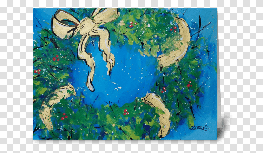 Holiday Wreath Greeting Card Earth, Modern Art, Painting, Outdoors, Fish Transparent Png