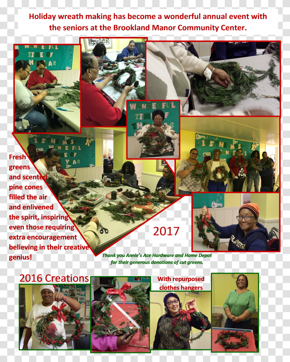 Holiday Wreath Making At Brookland Manor Collage, Poster, Advertisement, Person, Flyer Transparent Png