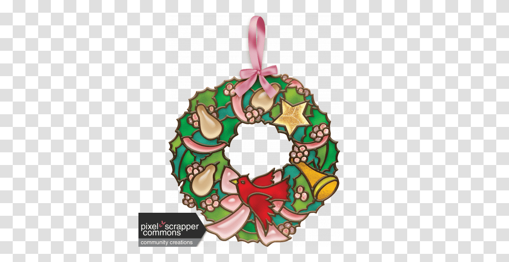 Holiday Wreath With Cardinal And Pears Graphic, Birthday Cake, Dessert, Food Transparent Png