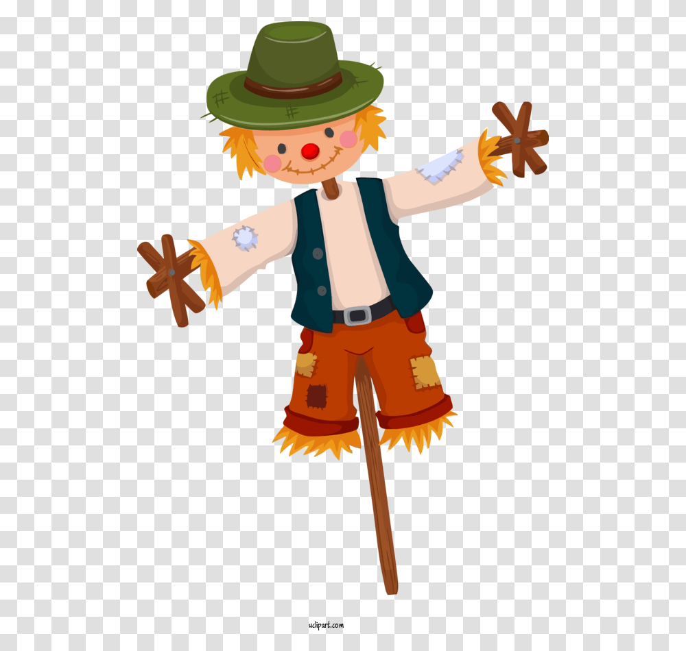 Holidays Cartoon Scarecrow Costume For Cappello Spaventapasseri, Hat, Clothing, Apparel, Person Transparent Png