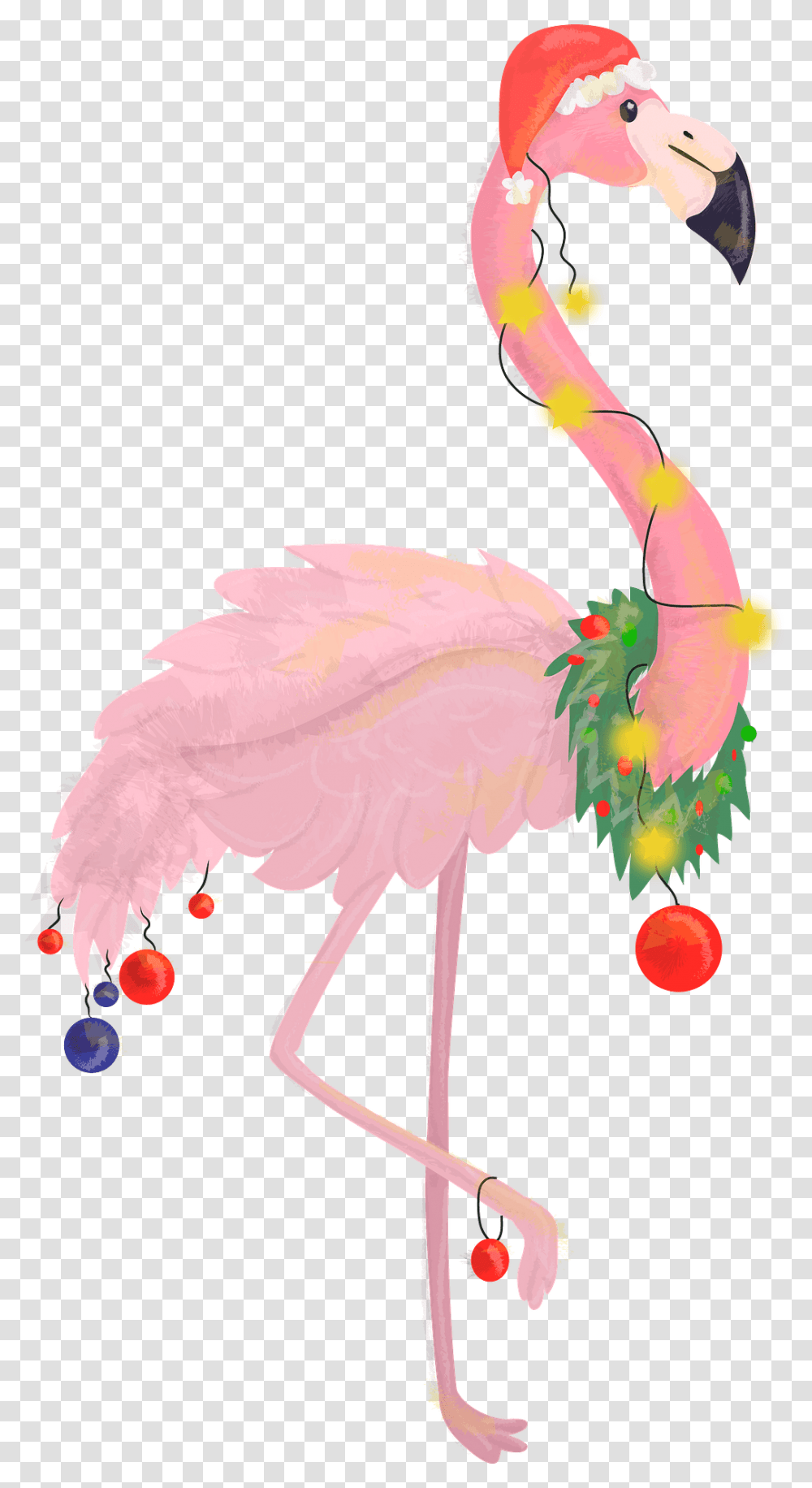Holidays Pink Bird Flamingo For Clipart Christmas Flamingo, Animal, Graphics, Insect, Invertebrate Transparent Png