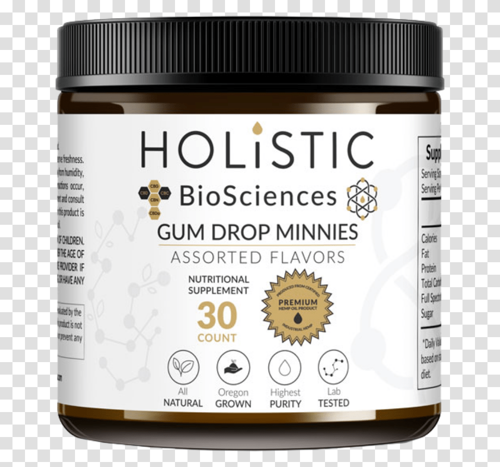 Holistic Biosciences Edibles Candy Cbd Gum Drop Minnies Shiitake, Label, Bottle, Menu Transparent Png