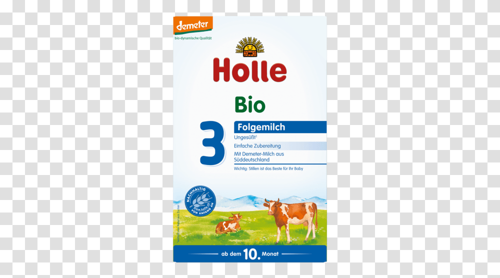 Holle Organic Stage 3 Organic Cows Milk Baby Formula Holle, Cattle, Mammal, Animal, Poster Transparent Png