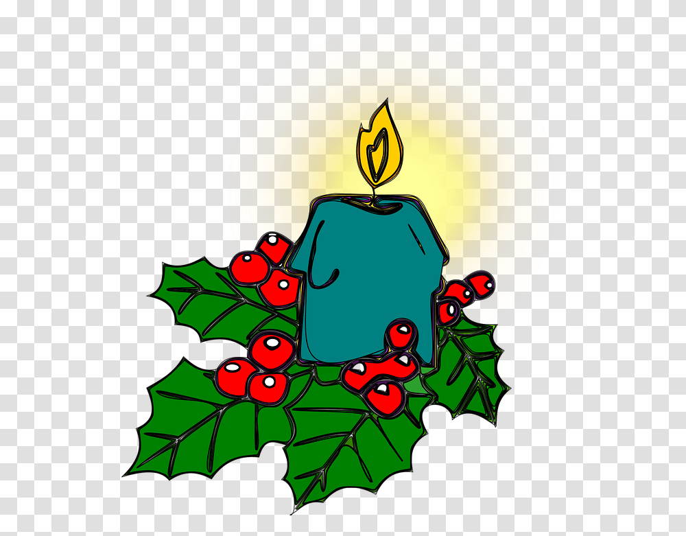 Holly Christmas Candle Free Vector Graphic On Pixabay Candela Vischio Natale Disegni Colorati, Graphics, Art, Leaf, Plant Transparent Png