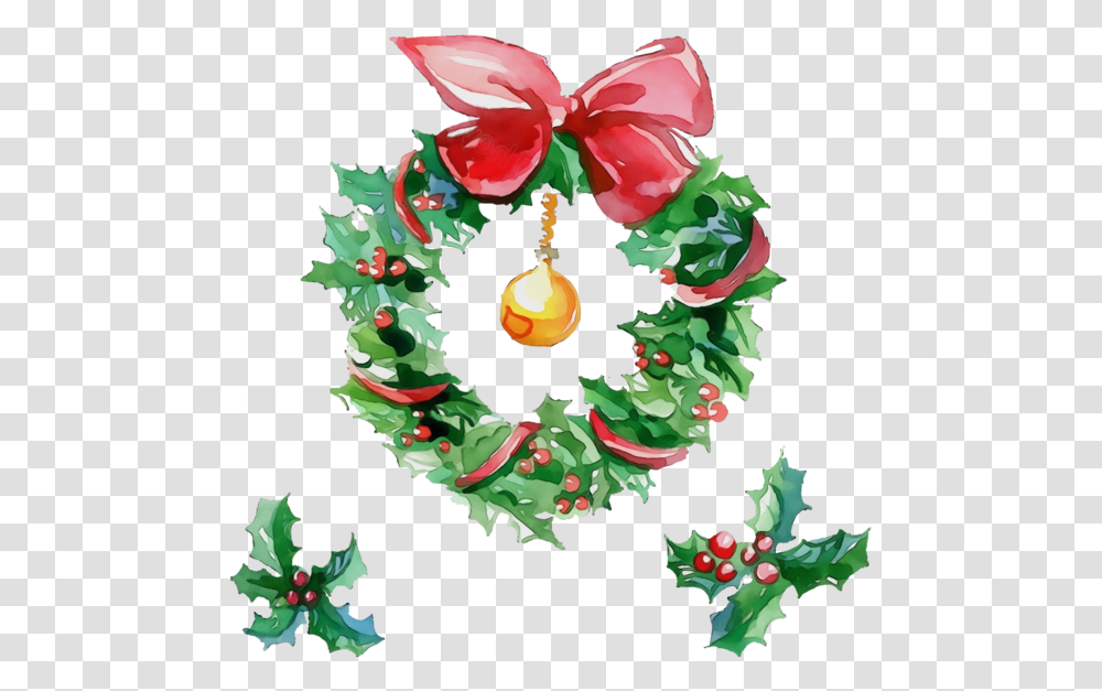 Holly Christmas Decoration Wreath For Holly, Floral Design, Pattern, Graphics, Art Transparent Png