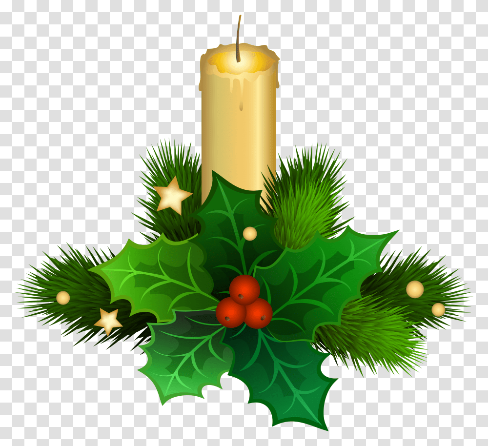 Holly Clip Art Christmas Candles Stock Vector Transparent Png