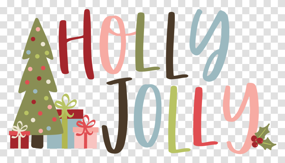 Holly Jolly Embellishment Kit Christmas Tree, Text, Handwriting, Calligraphy, Alphabet Transparent Png