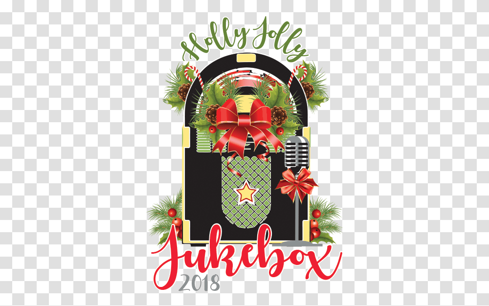 Holly Jolly Jukebox Wreath Cartoon Jingfm Christmas Day, Graphics, Text, Poster, Advertisement Transparent Png