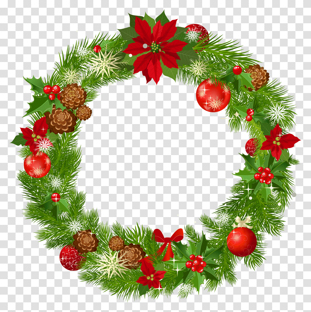 Holly Vertical Swag Wreath Clipart Christmas Wreath Background Transparent Png