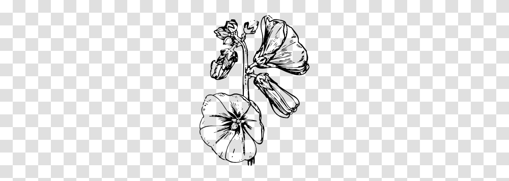 Hollyhock Clip Art, Plant, Flower, Blossom, Stencil Transparent Png