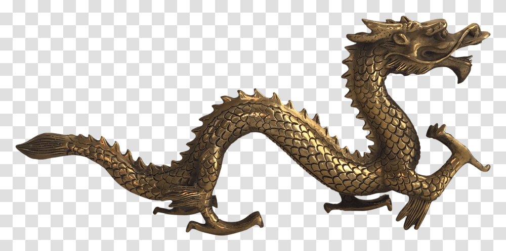 Hollywood Regency Gold Brass Chinese Dragon Statue Gold Chinese Dragon Statue, Dinosaur, Reptile, Animal, Snake Transparent Png