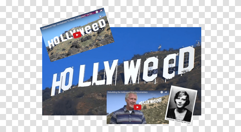 Hollywood Sign Hollywood Sign, Person, Outdoors, Poster, Advertisement Transparent Png