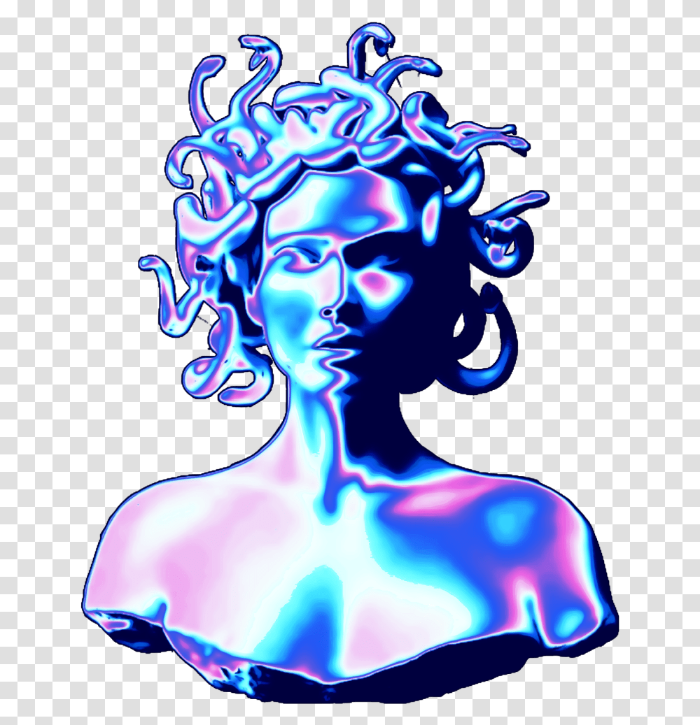 Holo Holodescence Medusa Sculpture Roman Greek Medusa Vaporwave, Light, Person Transparent Png