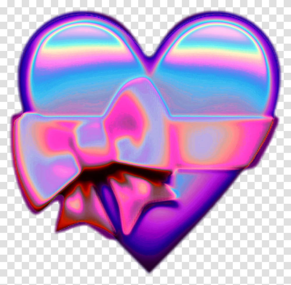 Holo Holographic Heart Bow Hearts Emoji Iridescent Holo Heart, Neon, Light, Toy, Sunglasses Transparent Png
