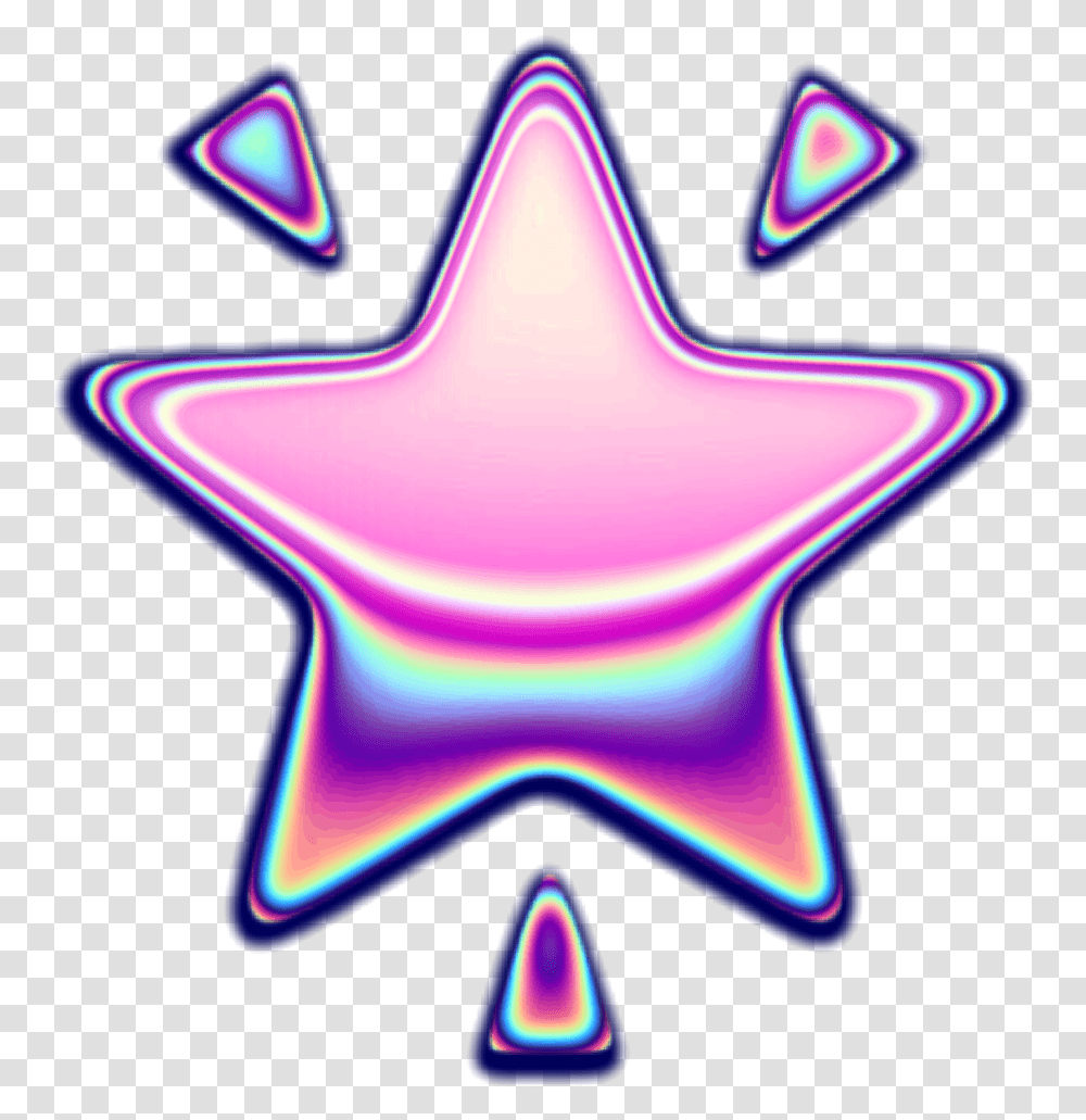 Holo Holographic Stars Star Emoji Iridescent, Neon, Light, Star Symbol, Lighting Transparent Png