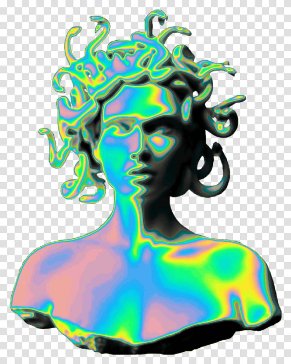 Holo Holographic Vaporwave Aesthetic Medusa, Graphics, Art, Pattern, Floral Design Transparent Png