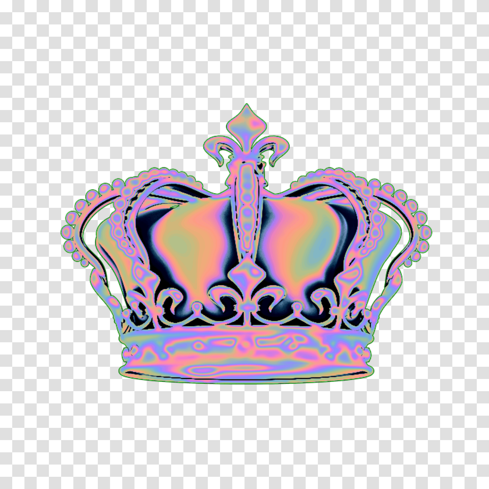 Holo Holographic Vaporwave Aesthetic Tumblr Crown, Birthday Cake, Dessert, Food, Accessories Transparent Png