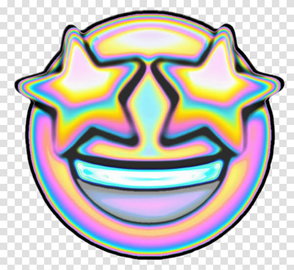 Holographic Star Emoji Rainbow Sticker By Naz Ilgaz, Light, Neon, Symbol, Birthday Cake Transparent Png