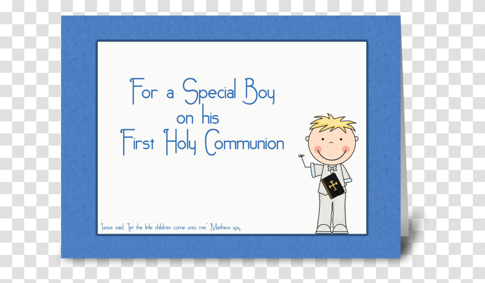 Holy Communion Boy Blue Greeting Card Cartoon, White Board, Female, Crowd Transparent Png