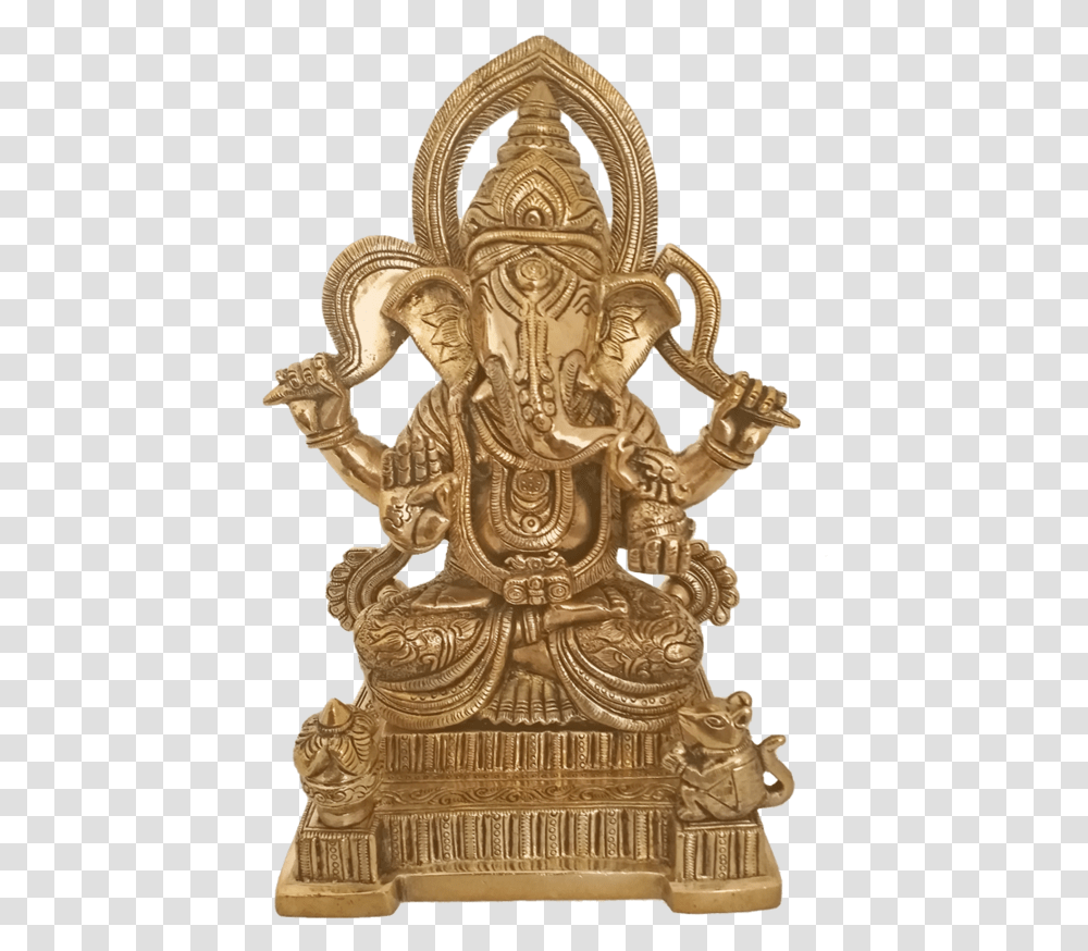 Holy God Shri Ganesha Sitting With Mouse And Kalasam Statue, Furniture, Throne, Chair, Cross Transparent Png