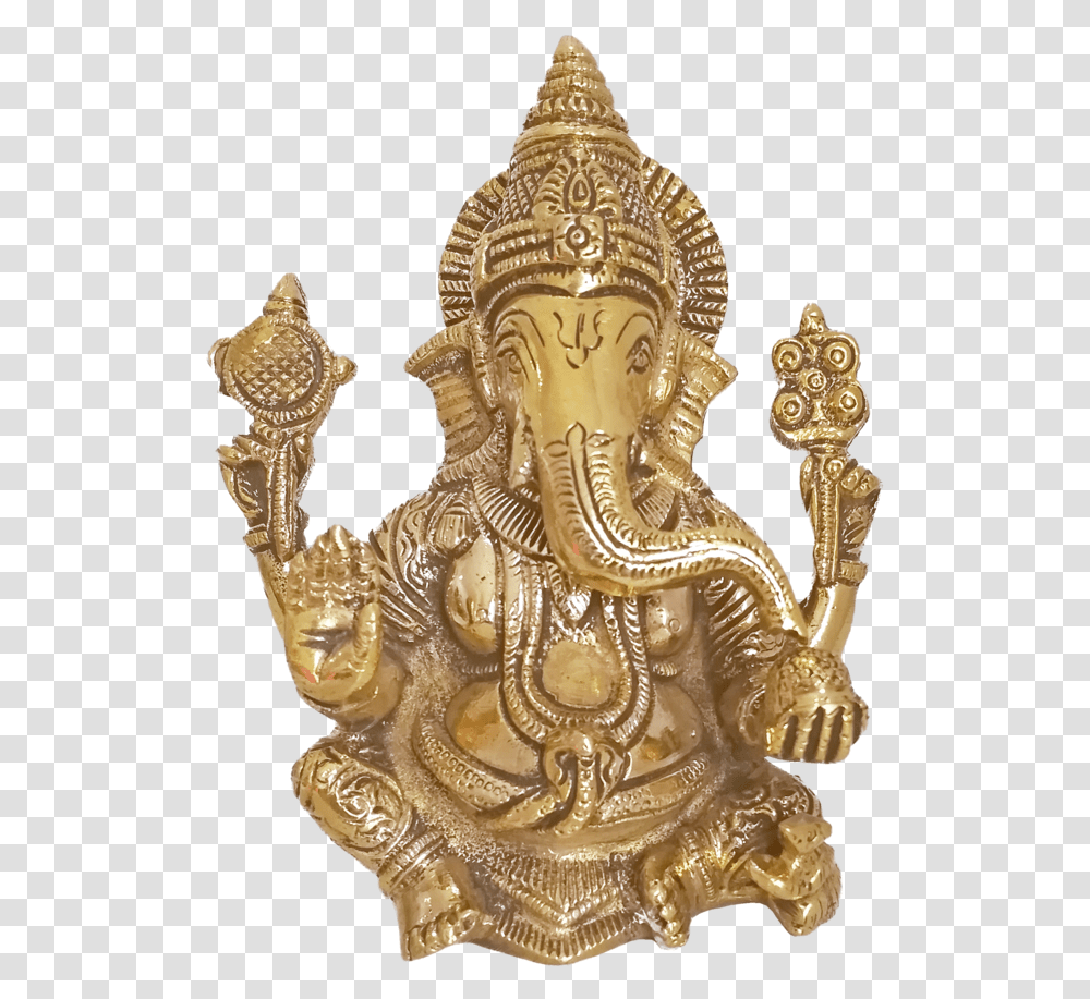 Holy God Valampuri Vinayagar Sitting Brass Statue Statue, Gold, Bronze, Furniture, Chandelier Transparent Png