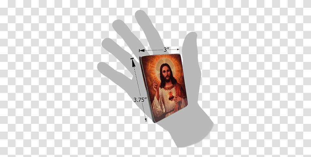 Holy Land Icon Jesus Sacred Heart Hand Carved Serpentine Stone Christian Cross, Person, Human, Clothing, Apparel Transparent Png