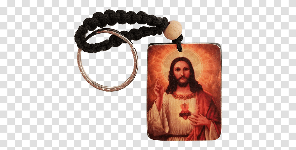 Holy Land Icon Keychain Jesus Sacred Heart Hand Carved Serpentine Stone Keyring, Person, Human, Painting, Whip Transparent Png