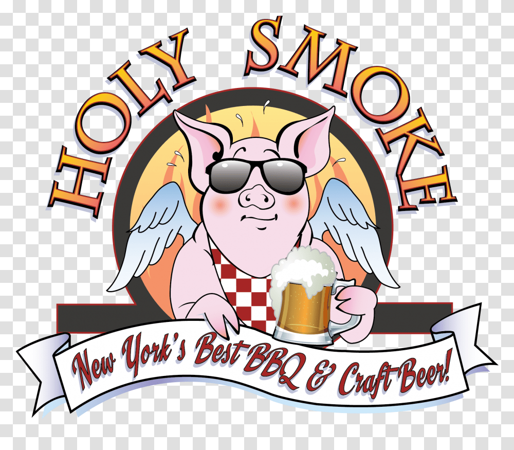 Holy Smoke Bbq Holy Smoke Bbq Logo, Sunglasses, Text, Circus, Leisure Activities Transparent Png