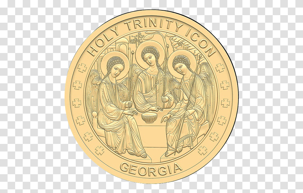 Holy Trinity Georgian Icon, Coin, Money, Gold, Painting Transparent Png