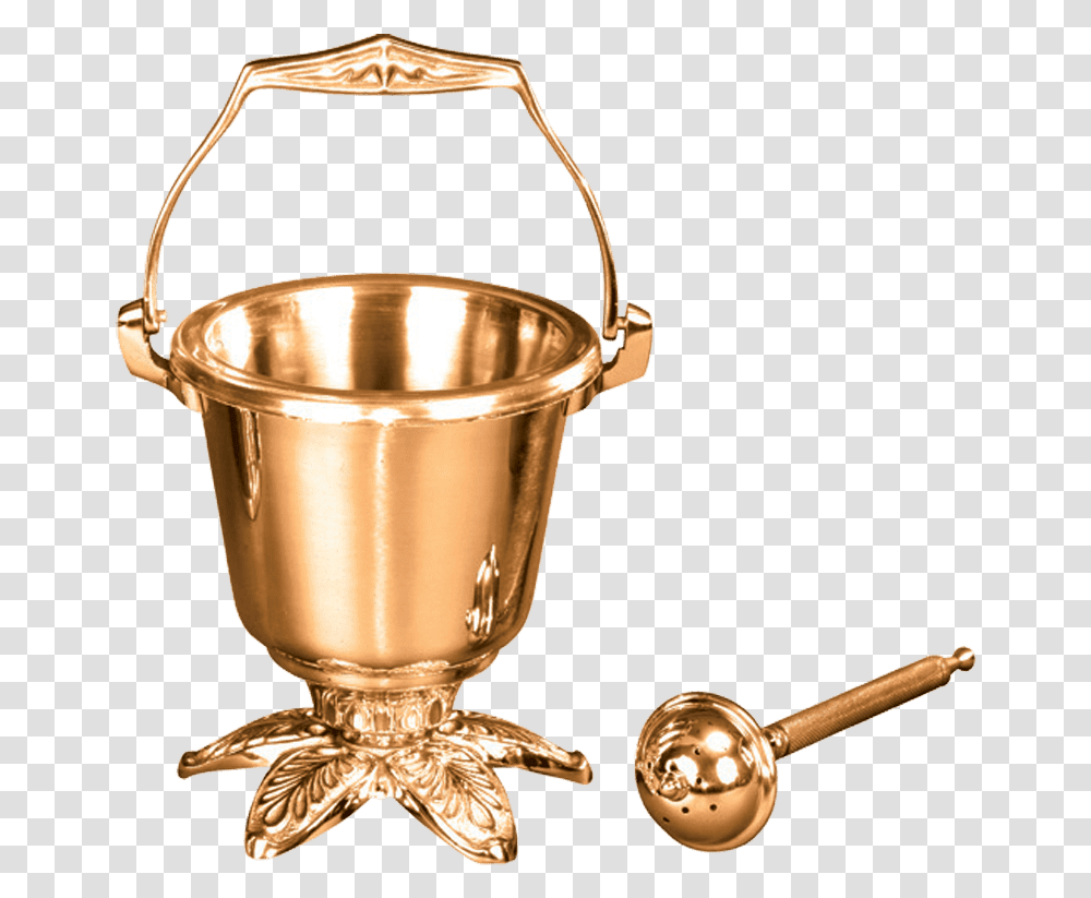 Holy Water Pot With Sprinkler Gift Image Holy Water Pot And Sprinkler Clipart, Lamp, Bucket, Bronze Transparent Png