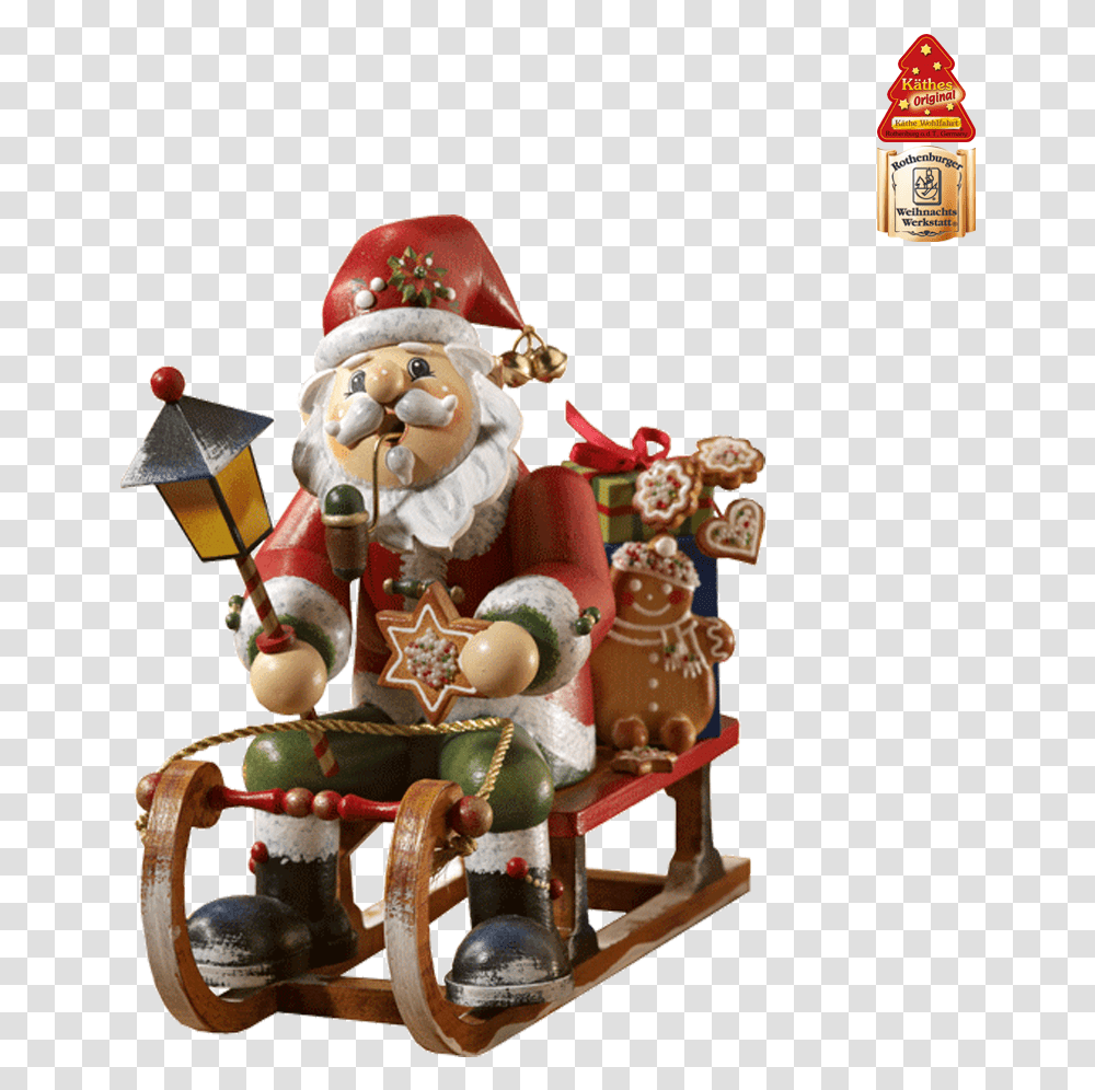 Holzknoddl Santa On Sleigh Incense Smoker Kthe Wohlfahrt Ruchermnnchen, Figurine, Sweets, Food, Confectionery Transparent Png