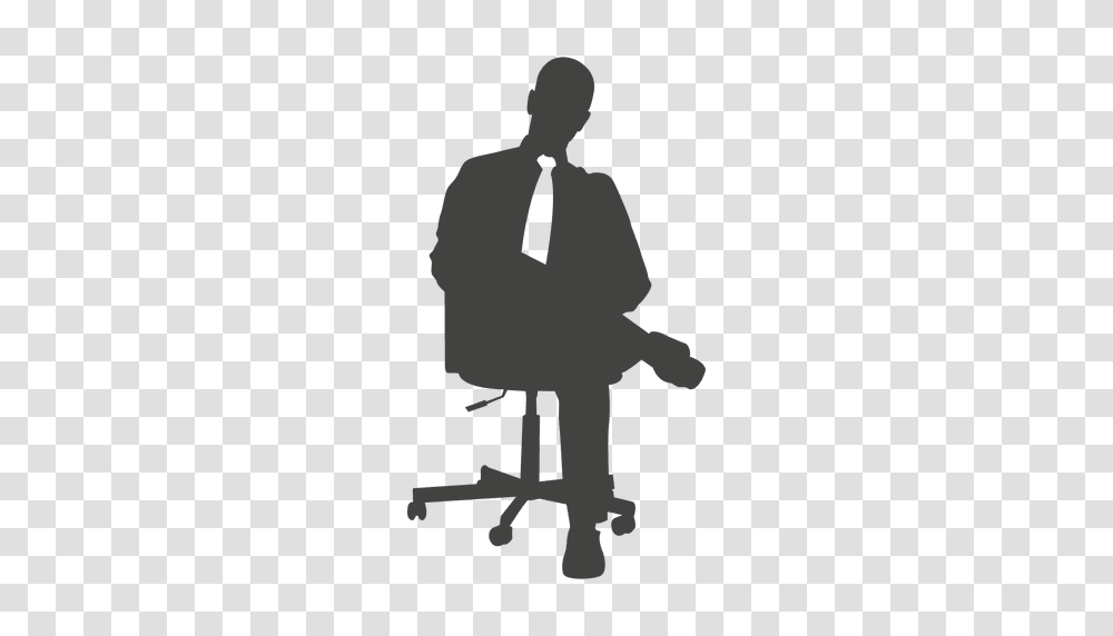 Hombre De Negocios Con Corbata Relajante En La Silla, Person, Silhouette, Sitting, Standing Transparent Png