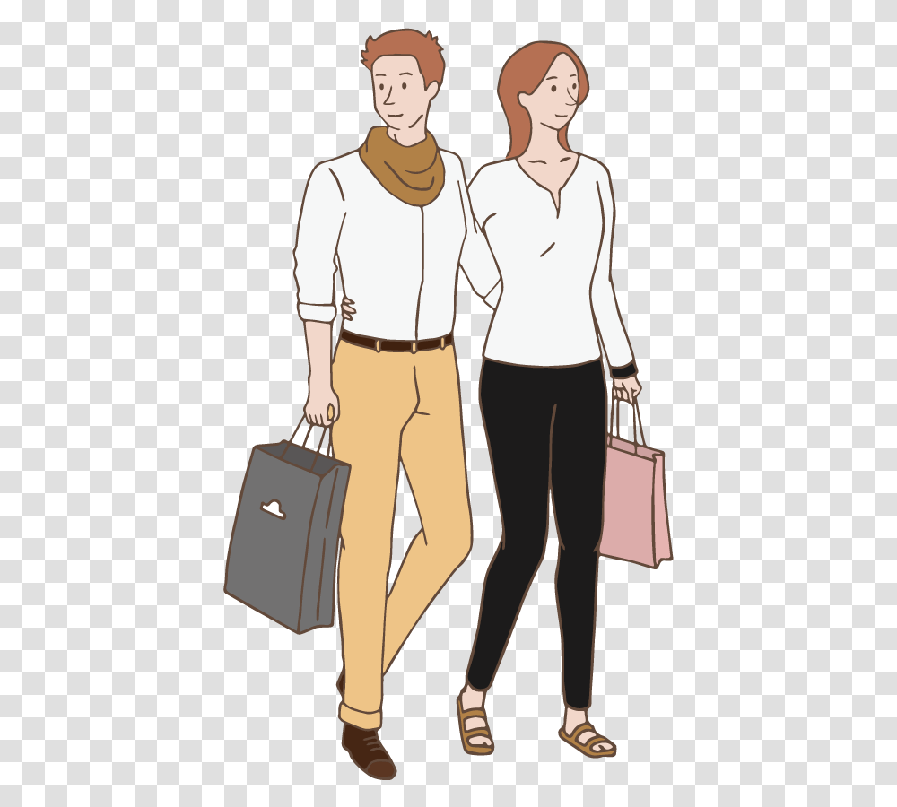 Hombres Y Mujeres Es Ir De Compras Man And Woman Shopping Clipart, Person, Bag, Female Transparent Png