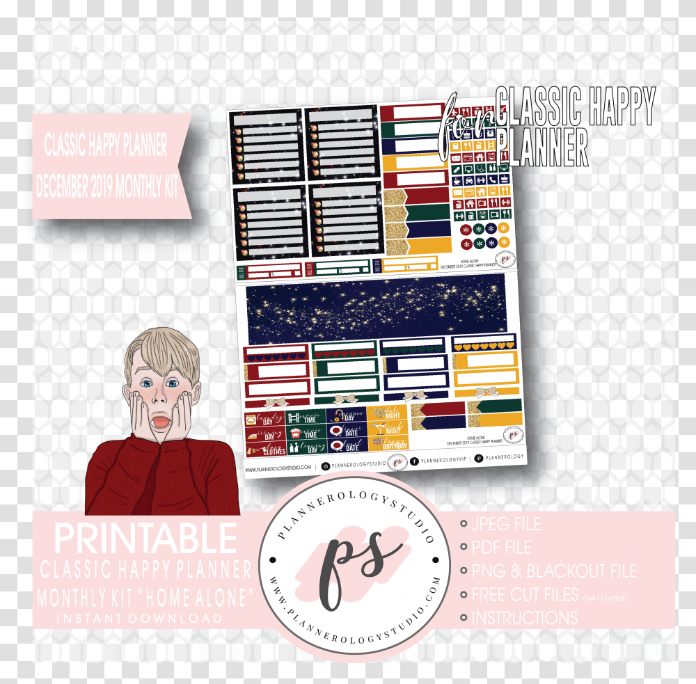Home Alone 2019 January Stickers Planner Printables, Poster, Advertisement, Flyer Transparent Png