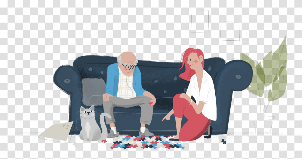 Home Care Services Sitting, Person, Furniture, People Transparent Png