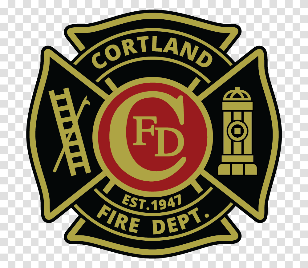 Home Cortland Fire Department, Logo, Symbol, Trademark, Badge Transparent Png