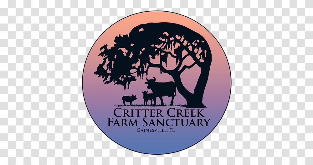Home Critter Creek Farm Sanctuary Gainesville Florida Tree And House Silhouette, Cow, Animal, Logo, Symbol Transparent Png