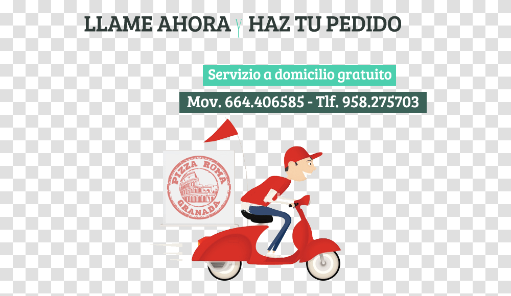 Home Delivery Logo Restaurant Pizza Home Delivery, Scooter, Vehicle, Transportation, Person Transparent Png