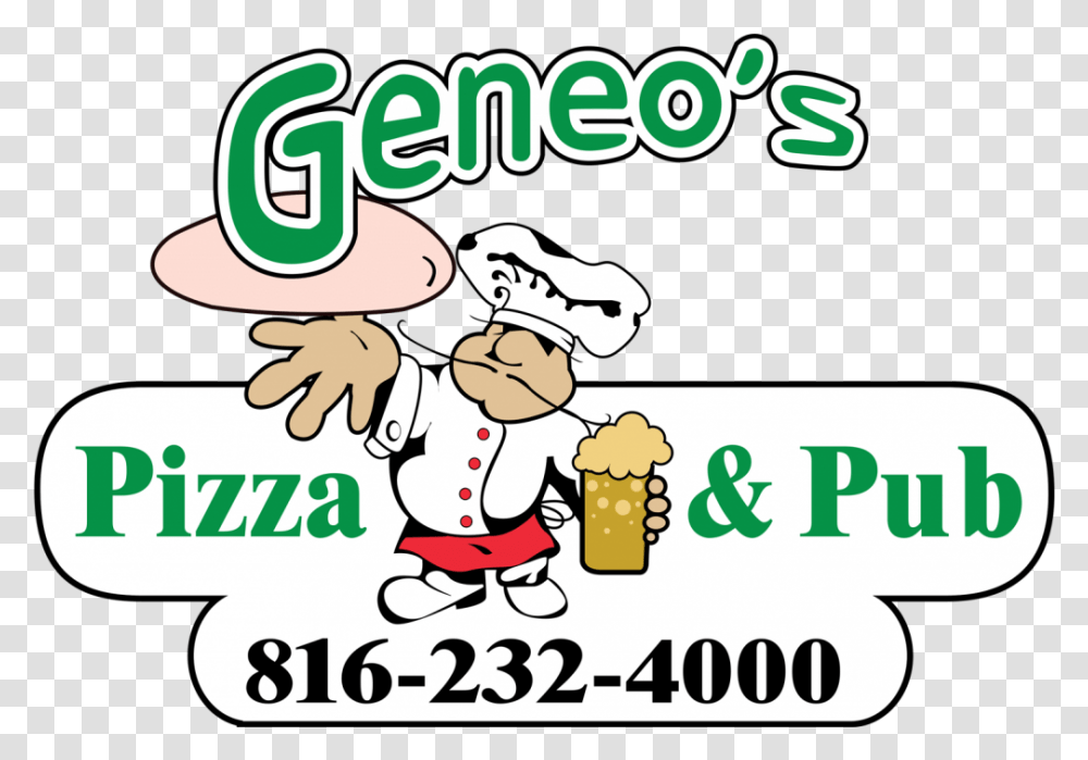 Home Geneo's Pizza Cartoon, Text, Chef, Alphabet, Symbol Transparent Png